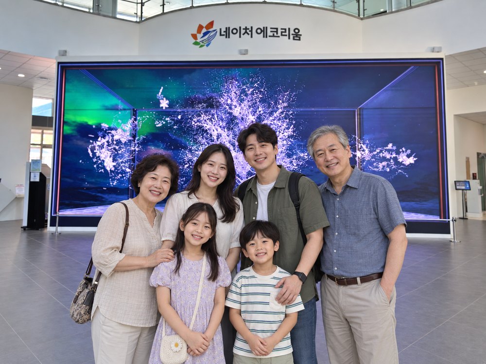 시설 내부에서 관람하는 모습